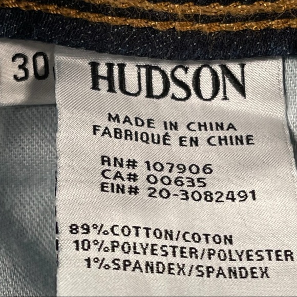 Hudson size 30 medium wash bootcut button flap back pocket distressed jeans EUC - Picture 15 of 16